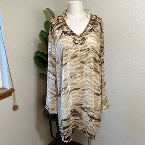 Lane Bryant semi sheer animal print blouse